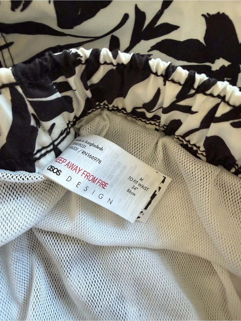 ASOS Black and White Floral Elastic Waist Shorts